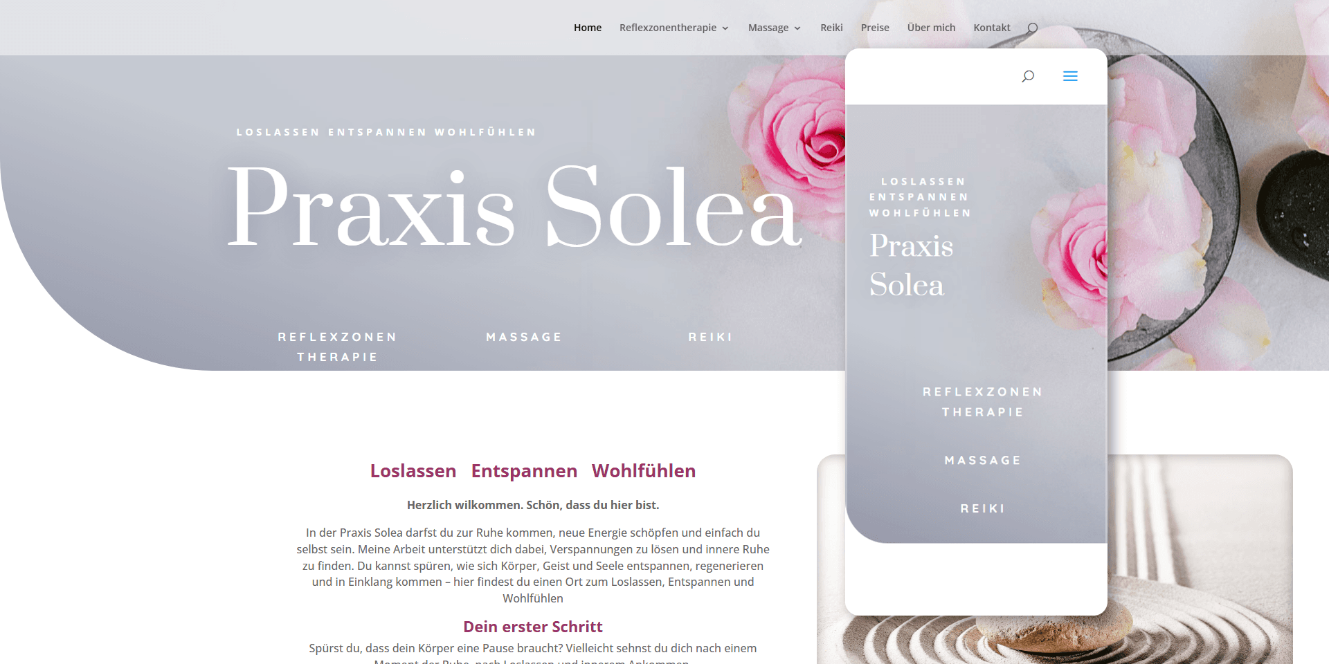 Webseite für Therapiepraxis